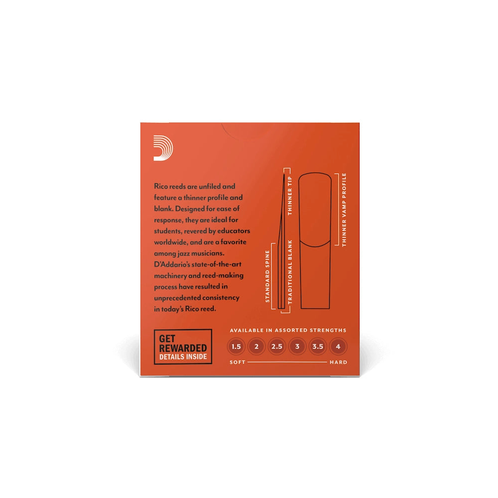 D'AddarioRico by D'Addario Alto Saxophone Reeds Strength 2.5, 10-Pack RJA1025