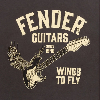 Fender 9192828406 Wings To Fly T-Shirt, Vintage Black, M