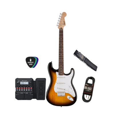 squier bullet stratocaster strat electric guitar zoom g1x four multi effect pedal strap picks hki jack cable audio interface shop store beirut lebanon