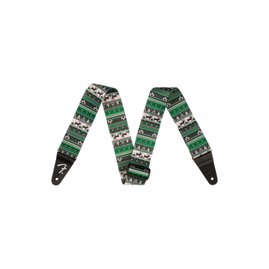 Fender 0990662021 Ugly Xmas Sweater Strap, Green Fair Isle