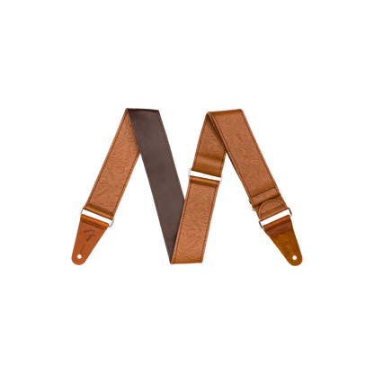 Fender 0996970000 Tooled Leather Guitar Strap, Brown, 2"