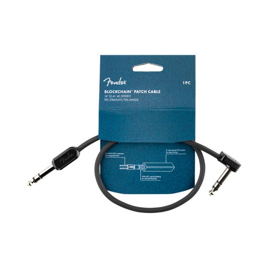 Fender 0990825015 Blockchain 16" Patch Cable, Stereo TRS, Straight/Angle