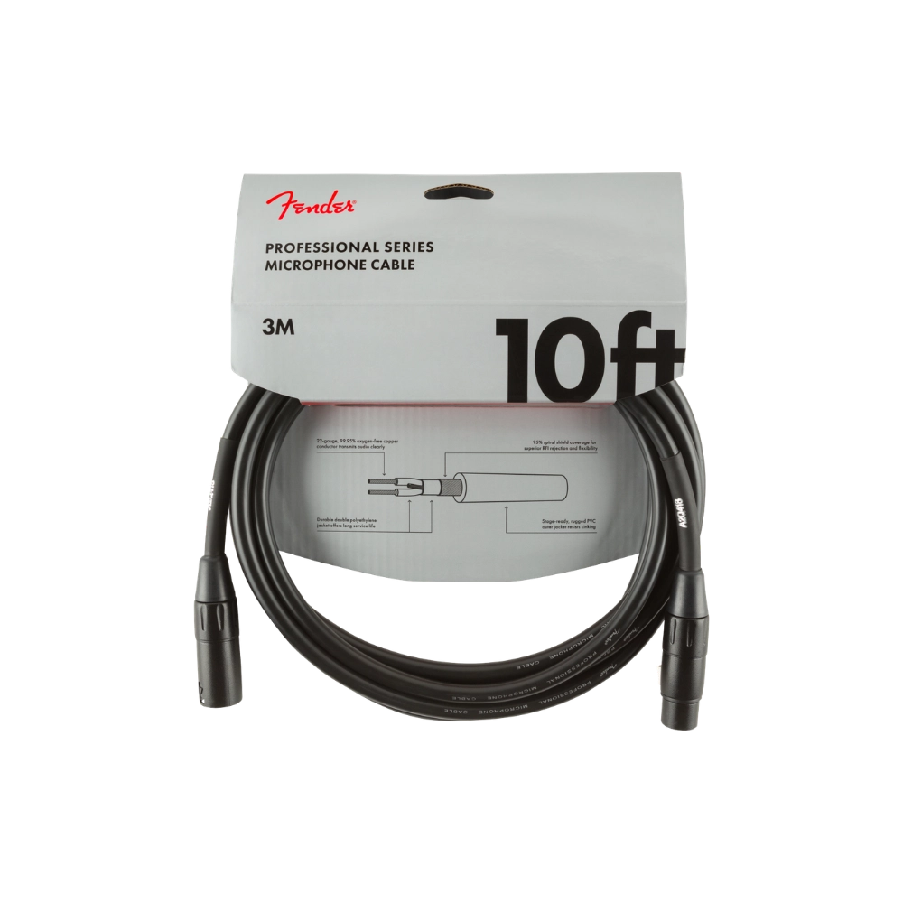 Fender 0990820022 Professional Series Microphone Cable, 10', Black