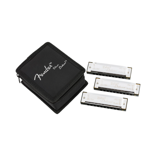 Fender 0990701021 Blues Deluxe Harmonicas - 3 Pack with Case