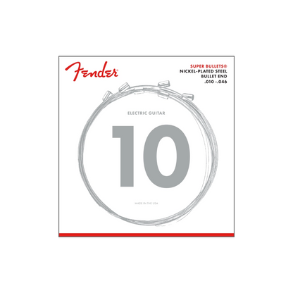 Fender 0733250406 Super Bullet® Strings, Nickel Plated Steel, Bullet End, 3250R Gauges .010-.046, (6)