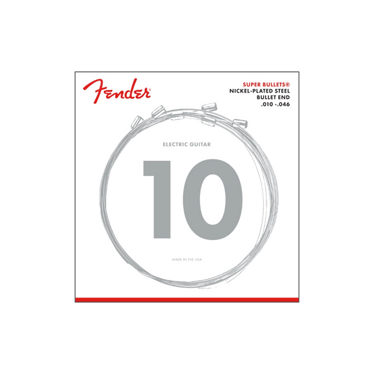 Fender 0733250406 Super Bullet® Strings, Nickel Plated Steel, Bullet End, 3250R Gauges .010-.046, (6)