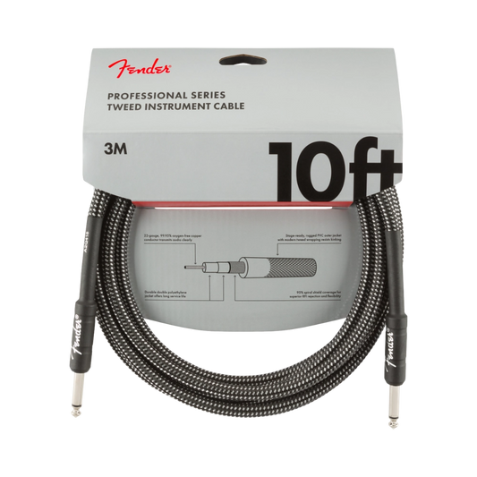 Fender 0990820062 Professional Series Instrument Cables, 10', Gray Tweed