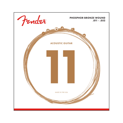 Fender 0730060405 Phosphor Bronze Acoustic Guitar Strings, Ball End, 60CL .011-.052 Gauges, (6)