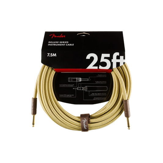 Fender 0990820076 Deluxe Series Instrument Cable, Straight/Straight, 25', Tweed