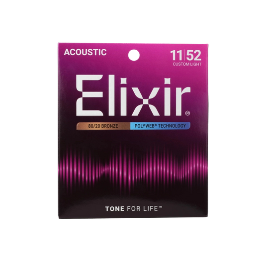 Elixir 11025 Polyweb 80/20 Bronze Acoustic Guitar Strings - .011-.052 Custom Light