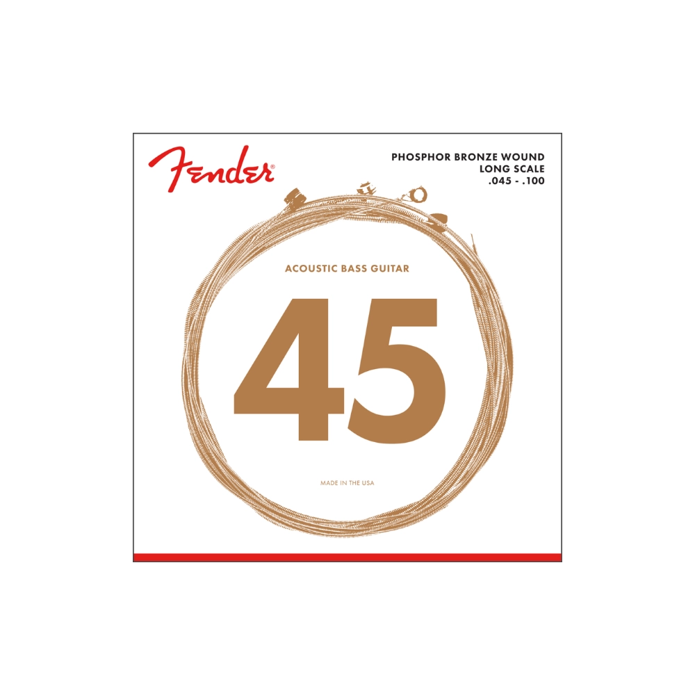 Fender 0738060400 Acoustic Bass Strings, Phosphor Bronze, Long Scale, .45-.100 Gauges, (4)