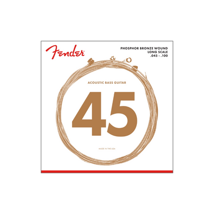 Fender 0738060400 Acoustic Bass Strings, Phosphor Bronze, Long Scale, .45-.100 Gauges, (4)