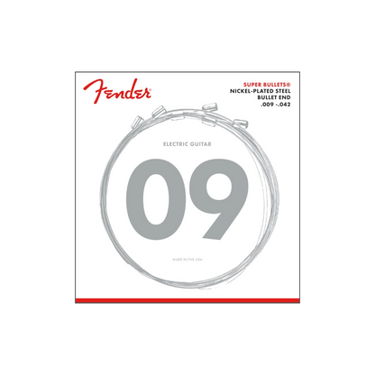 Fender 0733250403 Super Bullet® Strings, Nickel Plated Steel, Bullet End, 3250L Gauges .009-.042, (6)