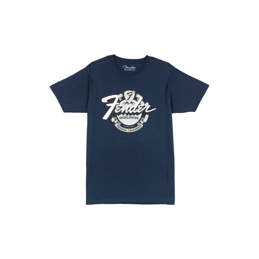 Fender 9193822506 World Wide Tee, Vintage Navy, L