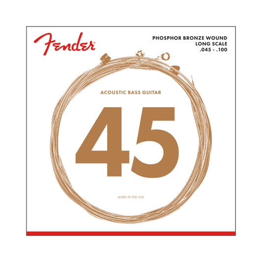 Fender 0738060400 Acoustic Bass Strings, Phosphor Bronze, Long Scale, .45-.100 Gauges, (4)