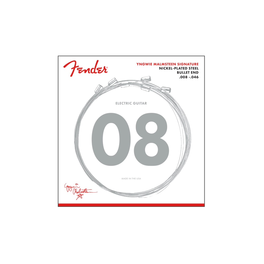Fender 0733250600  Yngwie Malmsteen Signature Electric Guitar Strings, .008-.046 Gauges, Nickel-Plated Steel
