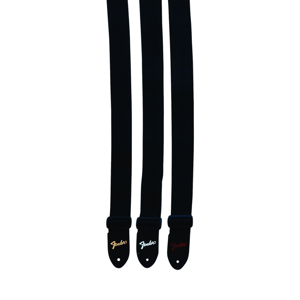 Fender 2" Polyester Strap, Leather End (Multiple Logo Colors Available)