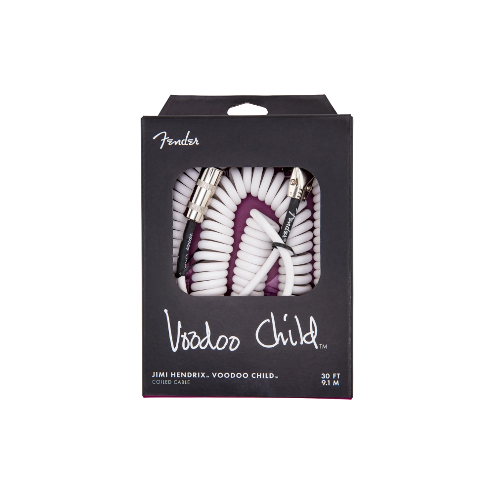 Fender 0990823002 Hendrix Voodoo Child Coil Instrument Cable, Straight/Angle, 30', White