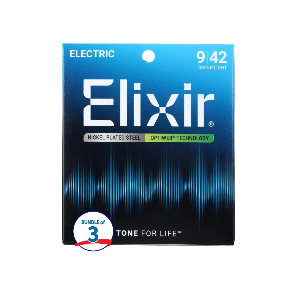 Elixir 19002 Optiweb Electric Guitar Strings - .009-.042 Super Light (3-pack)