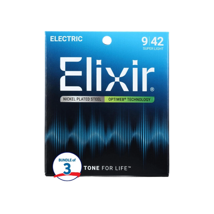 Elixir 19002 Optiweb Electric Guitar Strings - .009-.042 Super Light (3-pack)