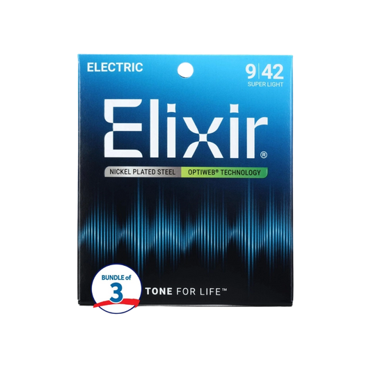 Elixir 19002 Optiweb Electric Guitar Strings - .009-.042 Super Light (3-pack)