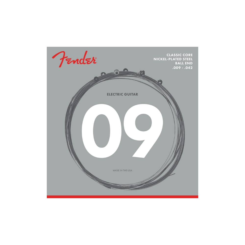 Fender 0730255403 Classic Core Electric Guitar Strings, 255L, Nickel-Plated Steel, Ball Ends (.009-.042)