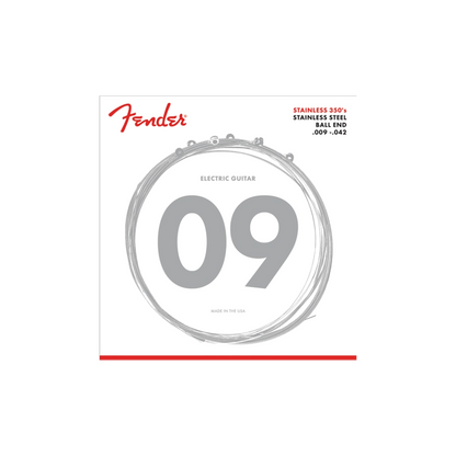 Fender 0730350403 Stainless 350's Guitar Strings, Stainless Steel, Ball End, 350L Gauges .009-.042, (6)