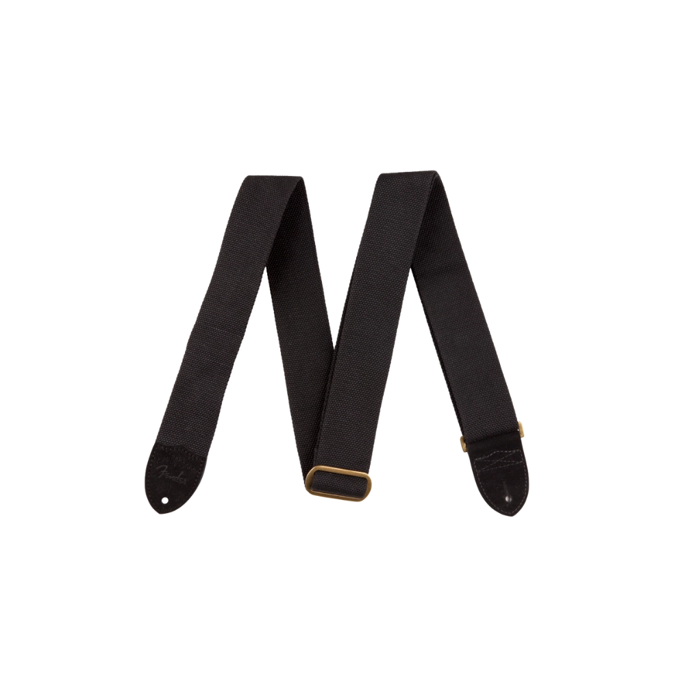 Fender 0990667006 Cotton/Leather Strap, Black, 2"