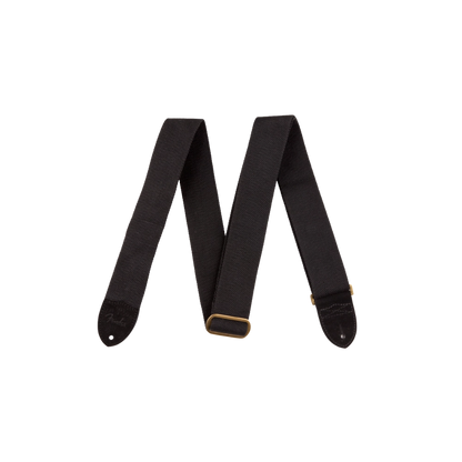 Fender 0990667006 Cotton/Leather Strap, Black, 2"