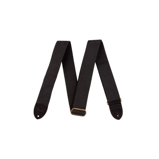 Fender 0990667006 Cotton/Leather Strap, Black, 2"