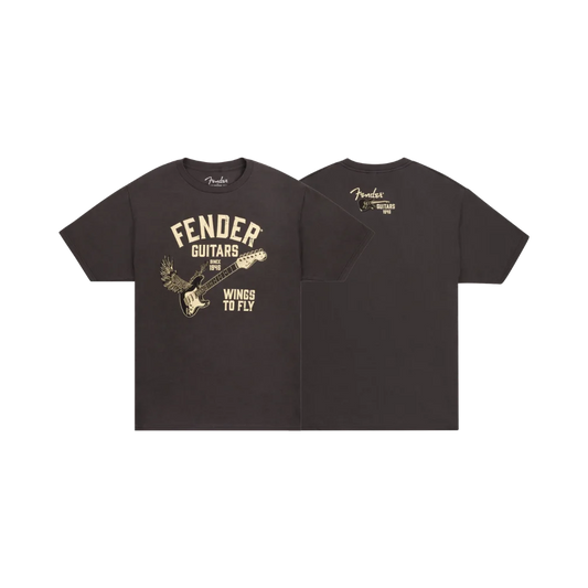 Fender 9192828406 Wings To Fly T-Shirt, Vintage Black, M