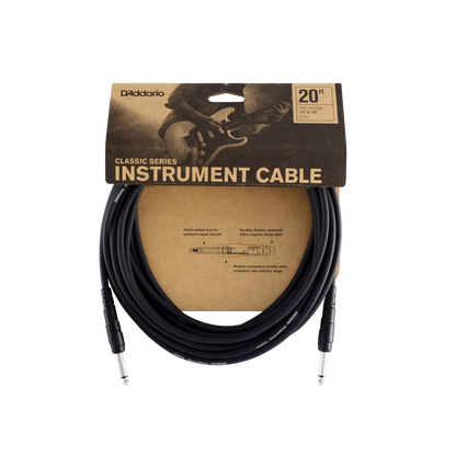 D'Addario Classic Series Instrument Cable Straight to Straight, 20ft. PW-CGT-20