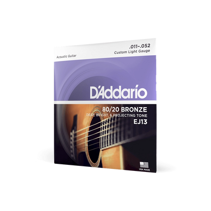 D'Addario 11-52 Custom Light Acoustic Guitar Strings EJ13