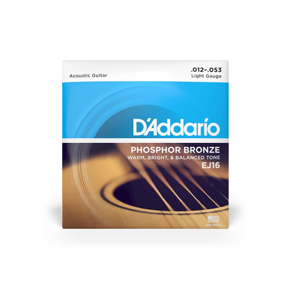 D'Addario 12-53 Light Acoustic Guitar Strings EJ16