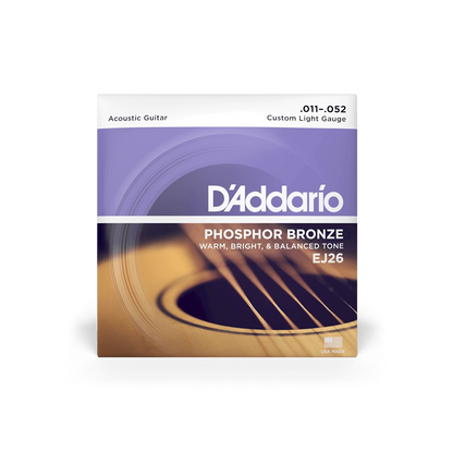 D'Addario 11-52 Custom Light Acoustic Guitar Strings EJ26