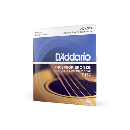 D'Addario 12-54 Medium Top/Heavy Bottom 12-String Acoustic Guitar Strings EJ37