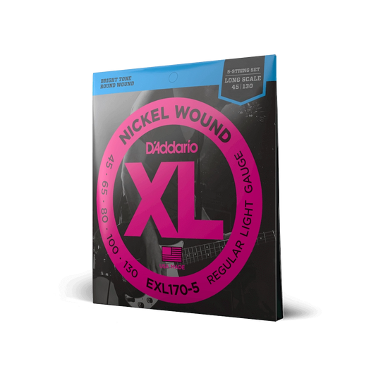 D'Addario 45-130 Regular Light Long Scale 5-String Bass Strings EXL170-5