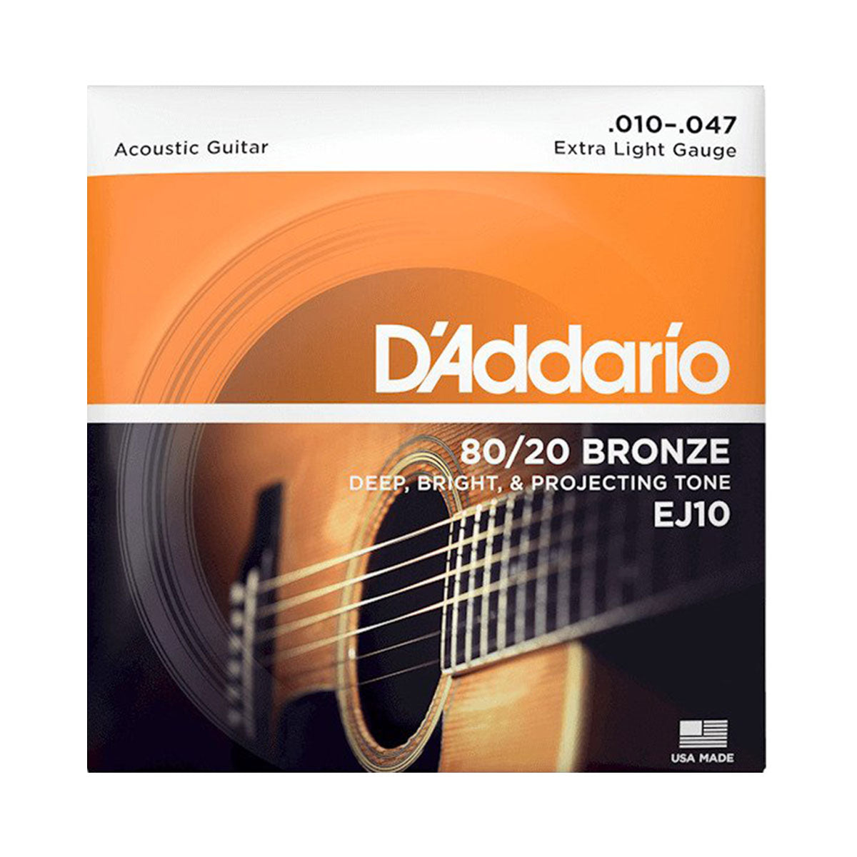 D'Addario EJ10 80/20 Bronze Extra Light Acoustic Guitar Strings 10-47