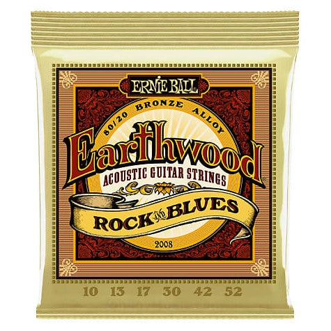 Ernie Ball Earthwood Rock & Blues Phosphor Bronze Acoustic Guitar Strings, 10-52 Gauge