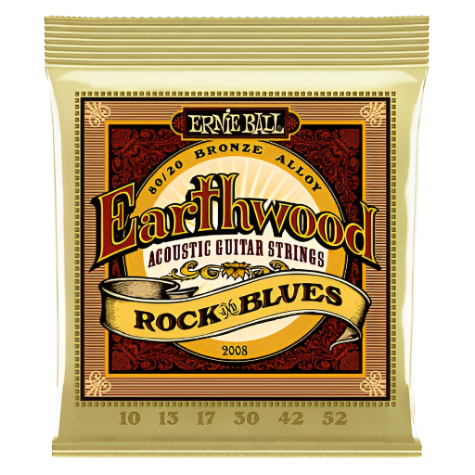 Ernie Ball Earthwood Rock & Blues Phosphor Bronze Acoustic Guitar Strings, 10-52 Gauge