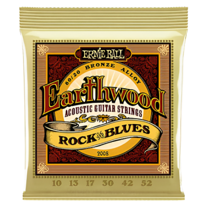 Ernie Ball Earthwood Rock & Blues Phosphor Bronze Acoustic Guitar Strings, 10-52 Gauge